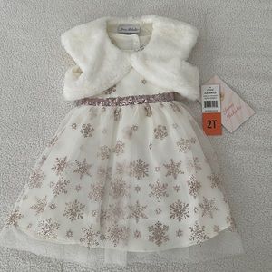 Toddler Girl Dress with Fur Jacket